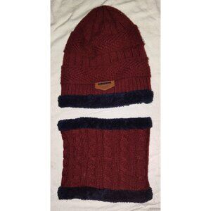 ALL MATCH The Pioneer Of Fashion Tends Beanie and Neck Gaitor Scarf Maroon Blue
